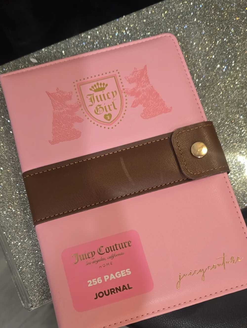 Juicy Couture Home Gold Foil Logo Crest Scottie Dogs Snap Journal
